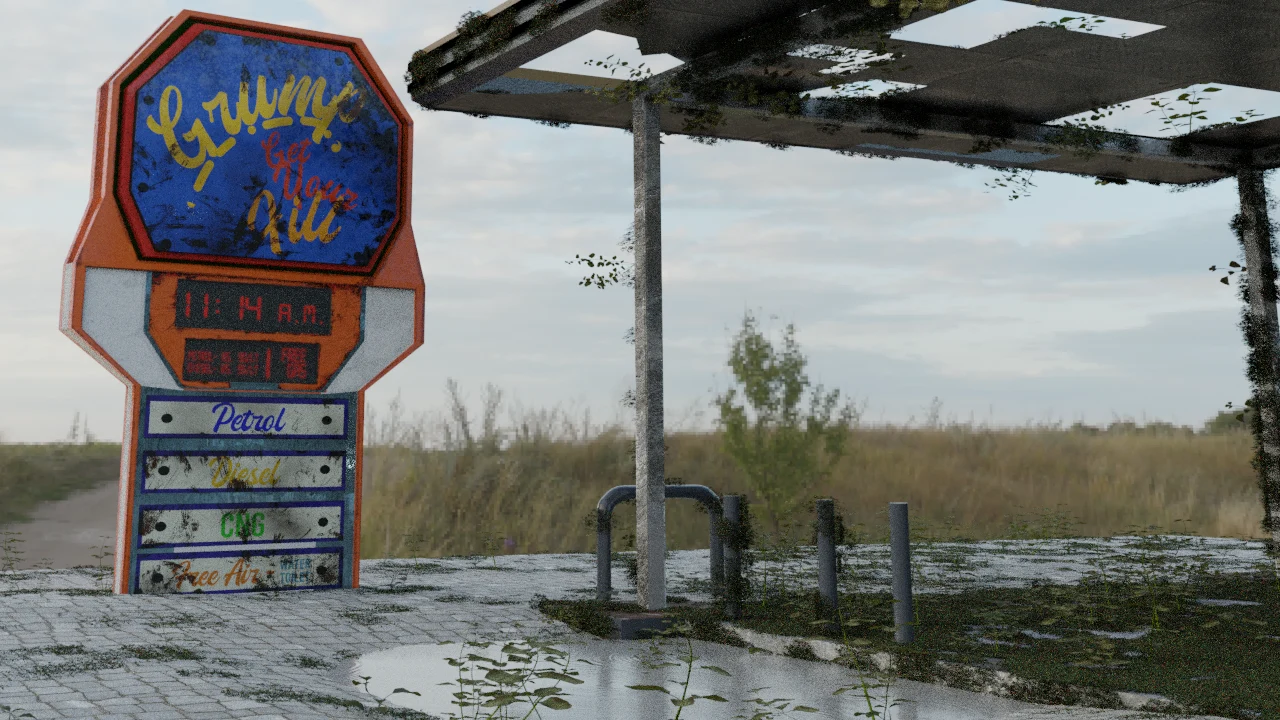 Granny Art Petrol signage — octagonal vintage board close-up